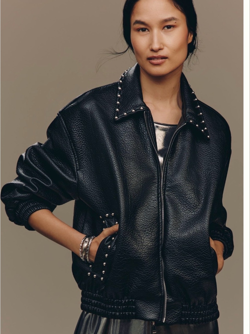 Pilcro Rylie Faux Leather Bomber Jacket - Size XS
